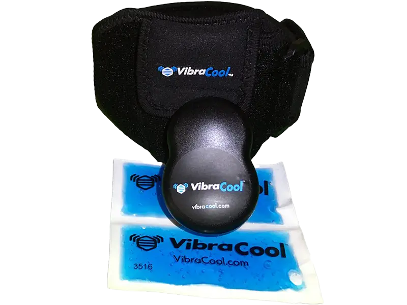 VibraCool® Loket/Zápěstí s vibrační jednotkou a chladicími obklady.